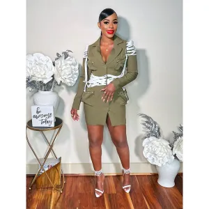 GET LACED UP BLAZER DRESS