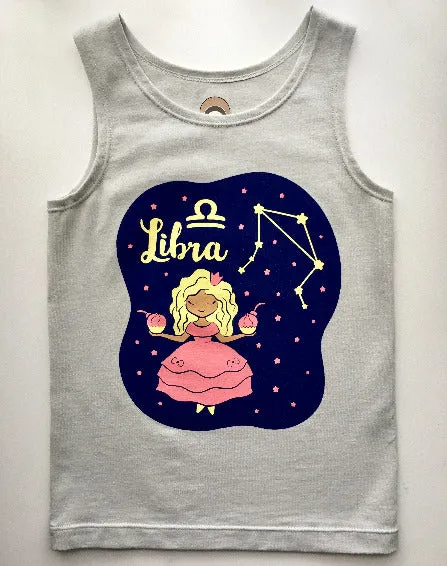 Girls Libra Zodiac Sign Colored Graphic Tank Top