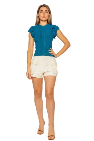 Giulia Lapiz Ruffled Knit Top