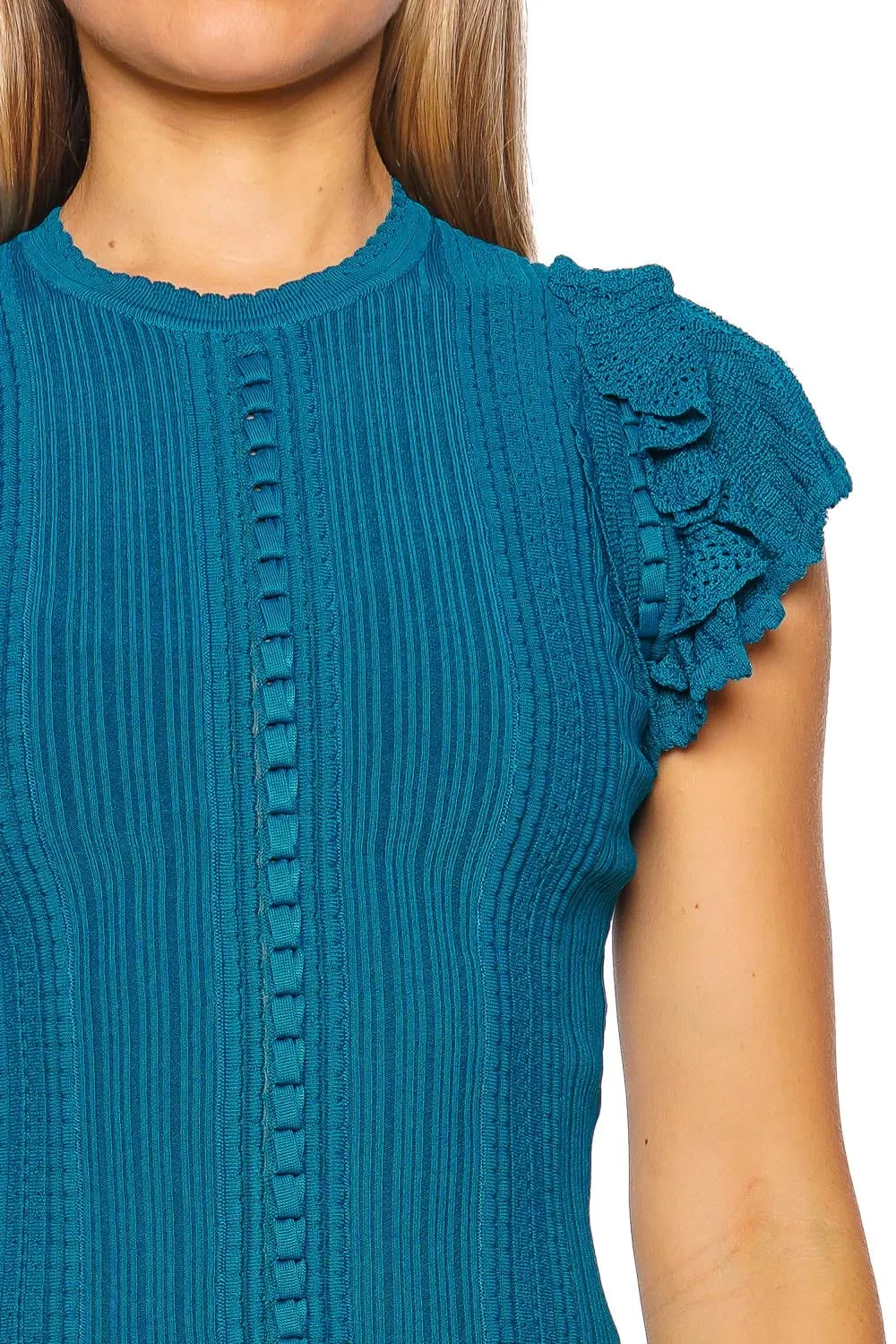 Giulia Lapiz Ruffled Knit Top