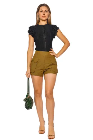 Giulia Noir Ruffled Knit Top