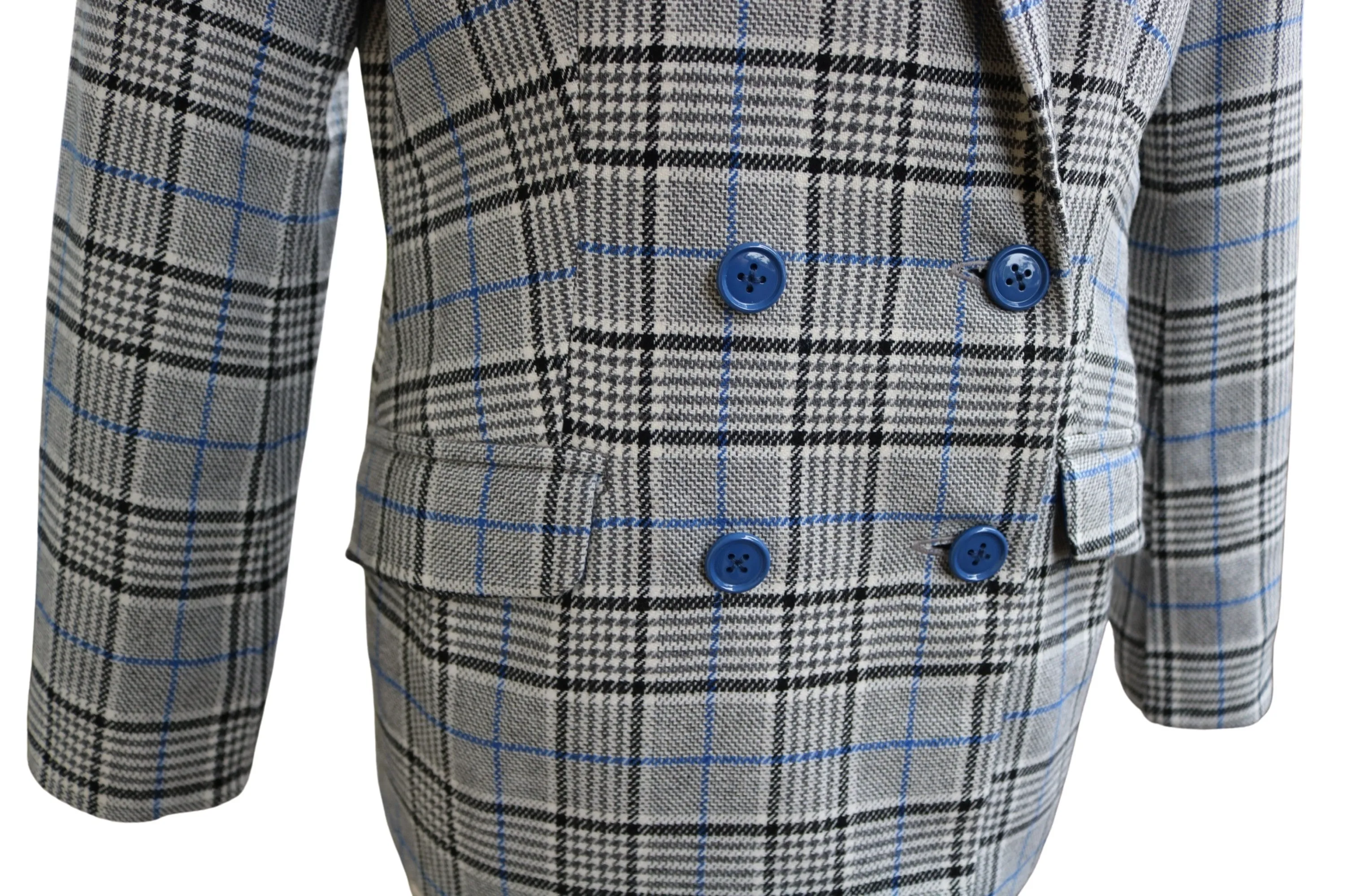 Gray and Blue Checkered Blazer