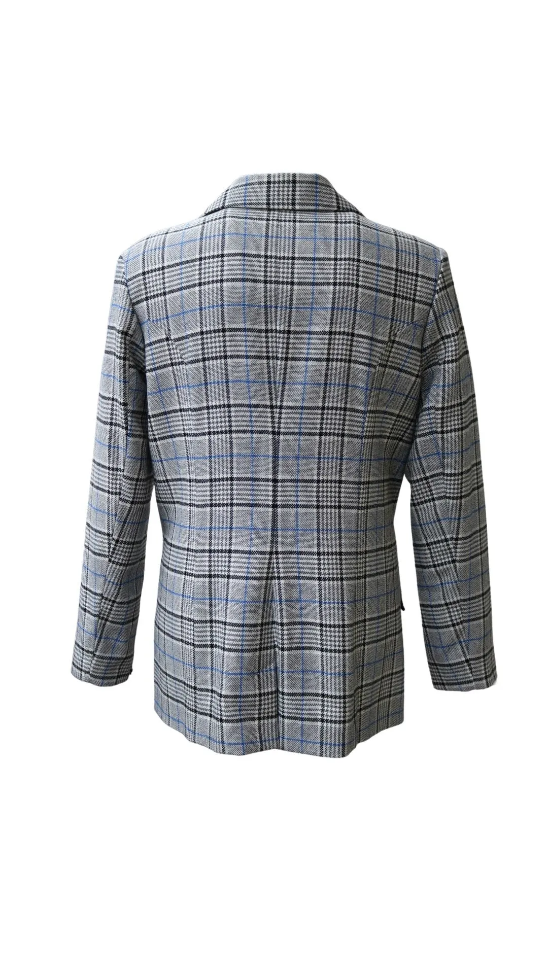 Gray and Blue Checkered Blazer