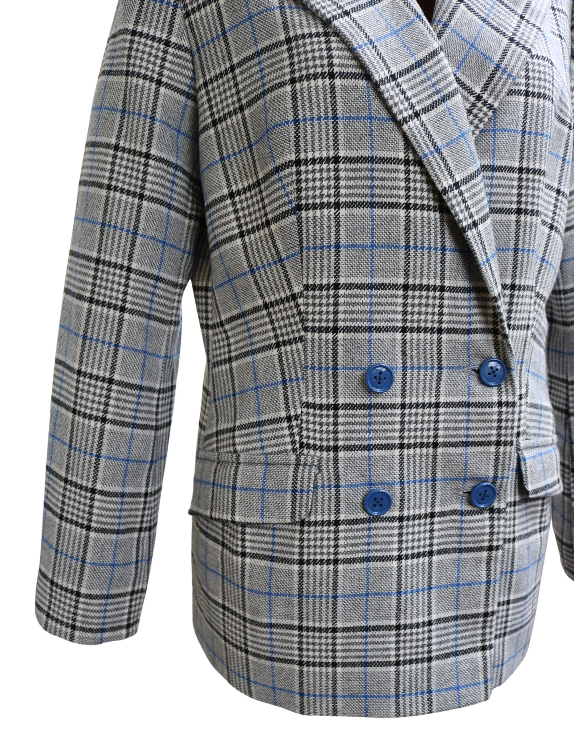 Gray and Blue Checkered Blazer