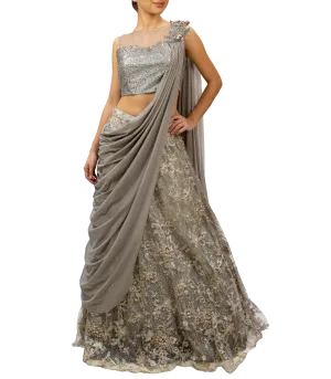 Gray Shimmer Lehenga