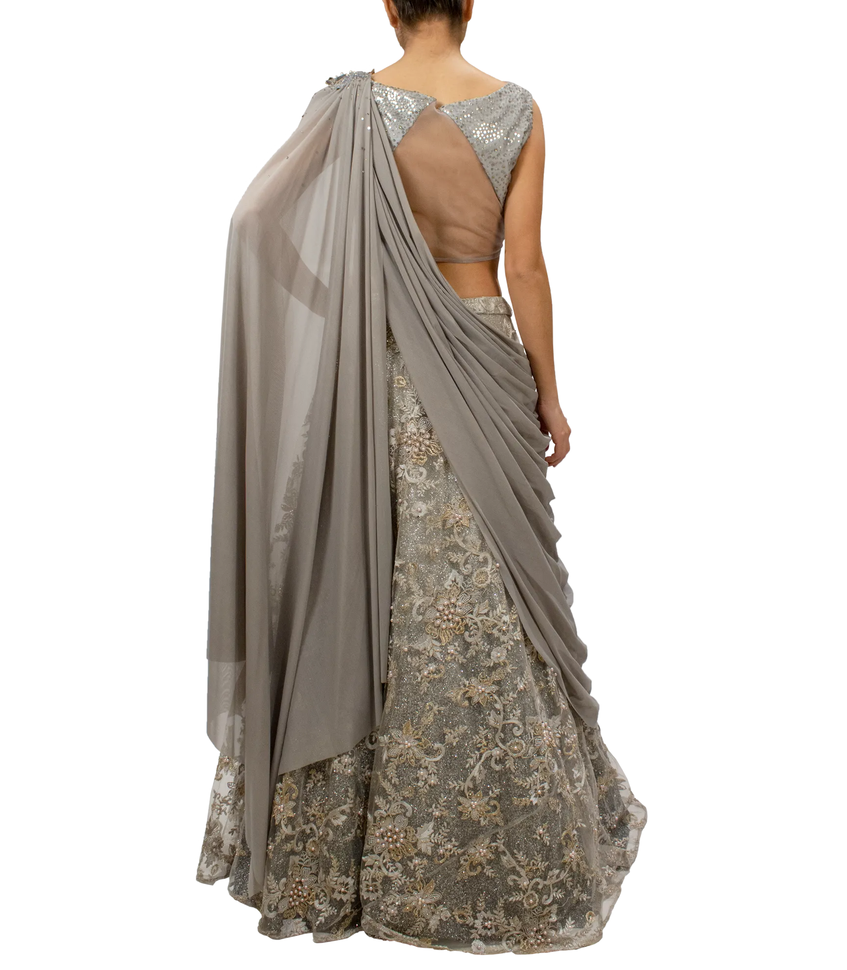 Gray Shimmer Lehenga