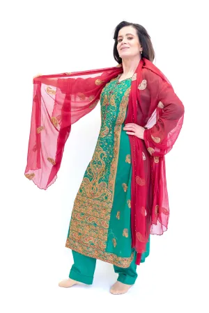 Green Chiffon Salwar Kameez - Motifz Designer Suit