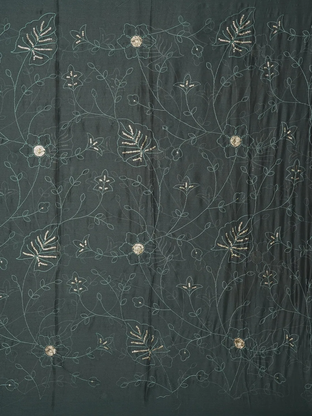 Green Sequin Embroidered Organza Dress Material with Dupatta
