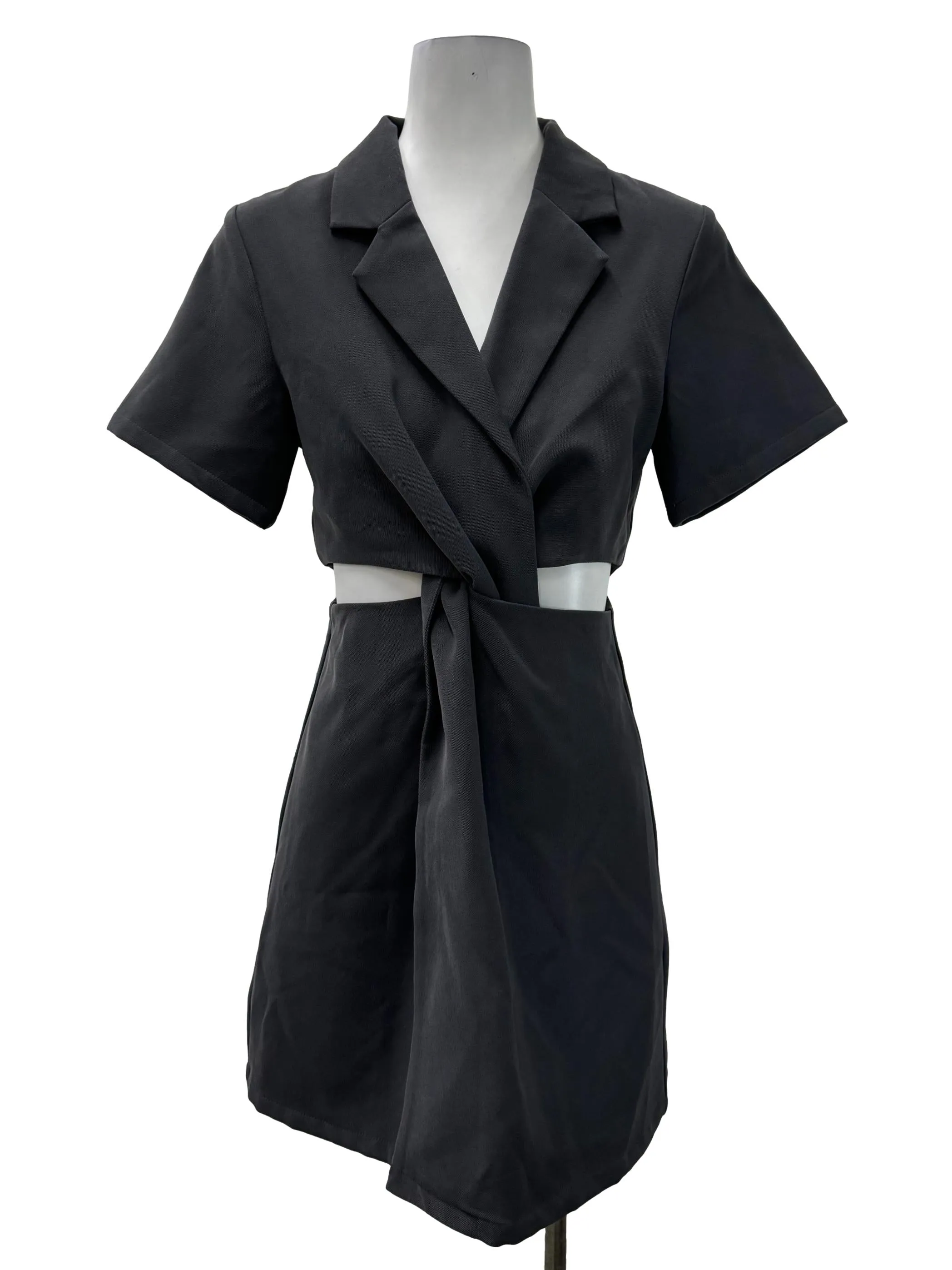 Grey Front Twist Blazer Dress