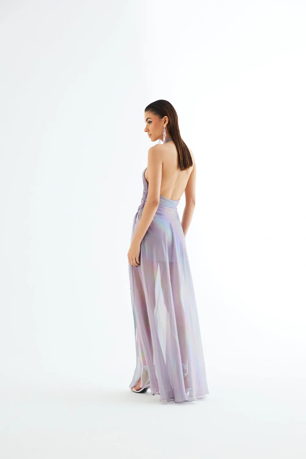 Halter Neck Draped Dress