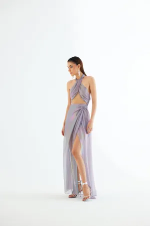 Halter Neck Draped Dress