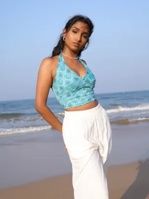 Halter Neck Printed Corset Top