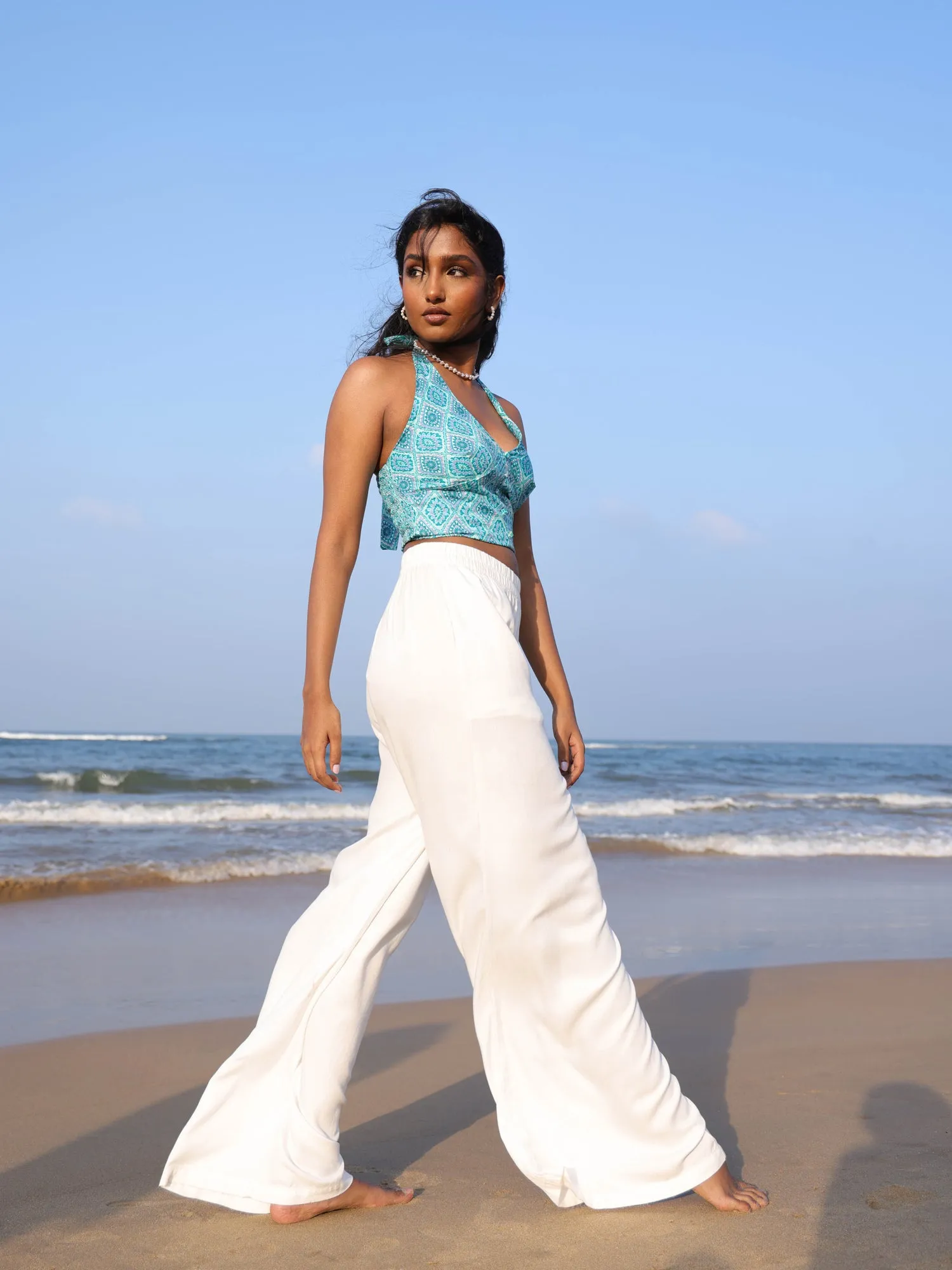Halter Neck Printed Corset Top