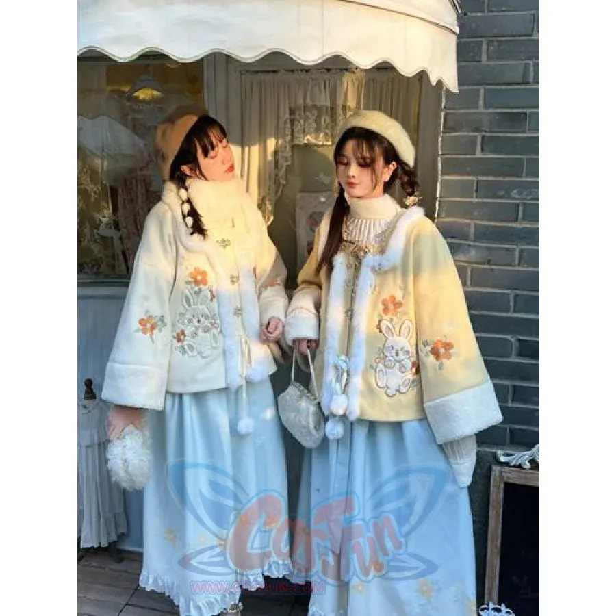 Han Elements Embroidery Wool Coat Chinese Style Dress Suit