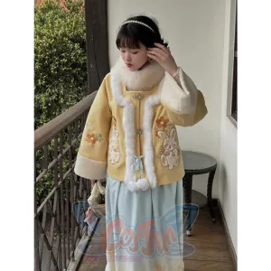 Han Elements Embroidery Wool Coat Chinese Style Dress Suit