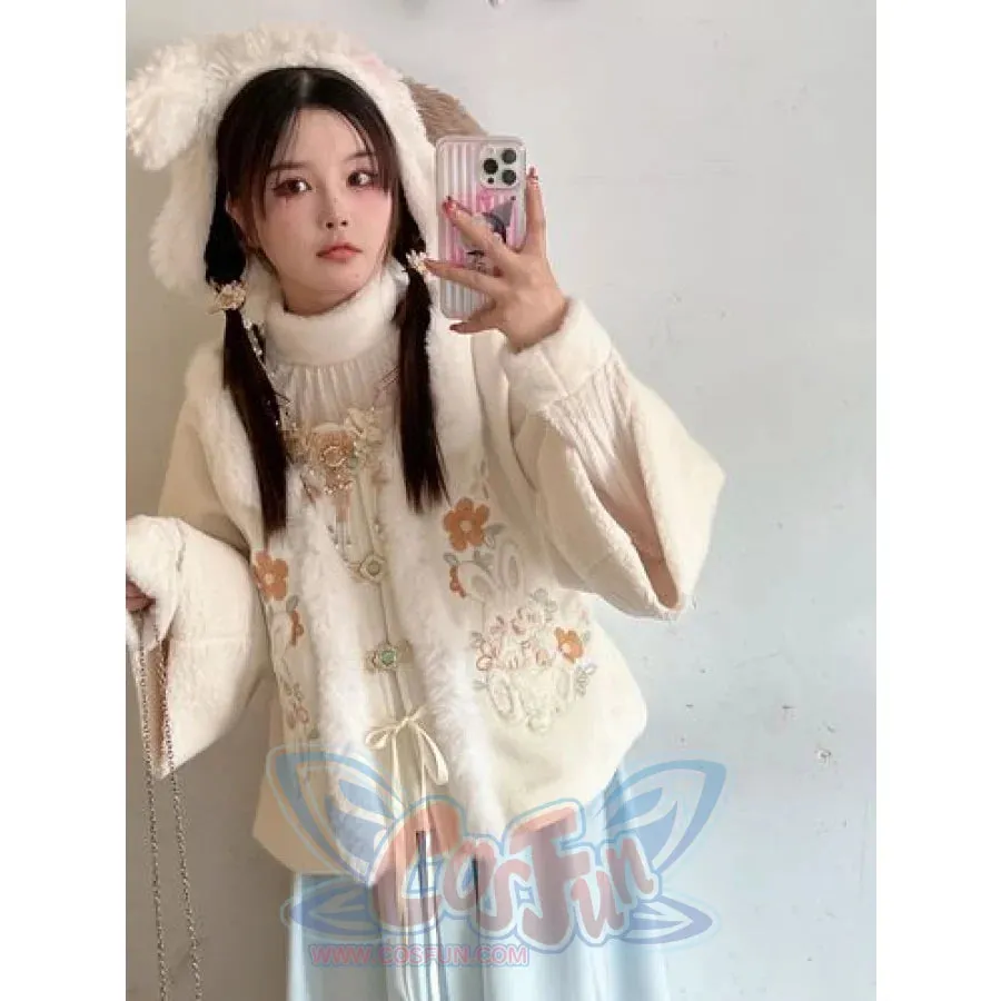 Han Elements Embroidery Wool Coat Chinese Style Dress Suit