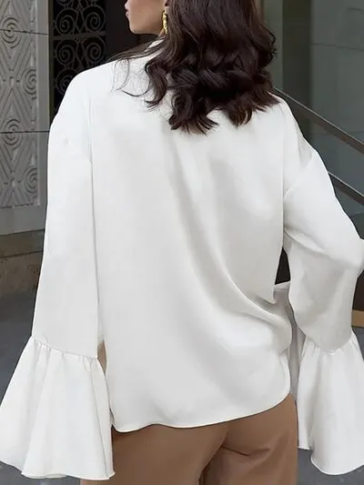 Hazel Blues® |  Button Down Flounce Sleeve Shirt