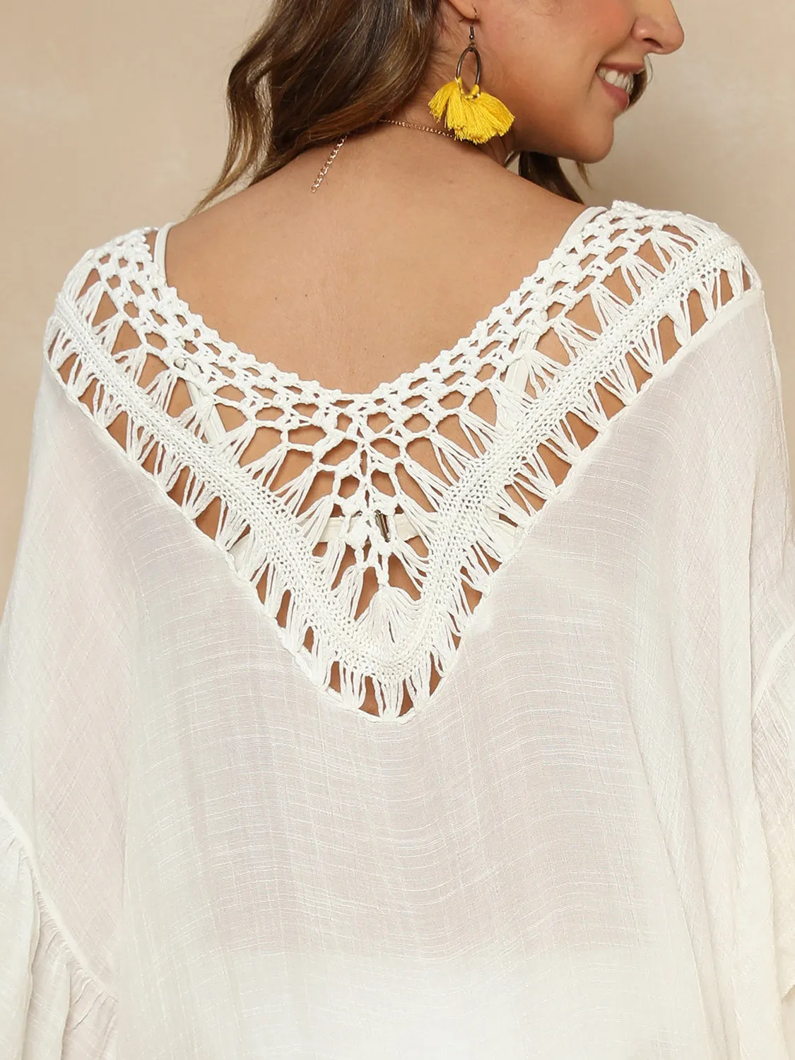 Hazel Blues® |  Cutout Ruffled Half Sleeve Cover-Up