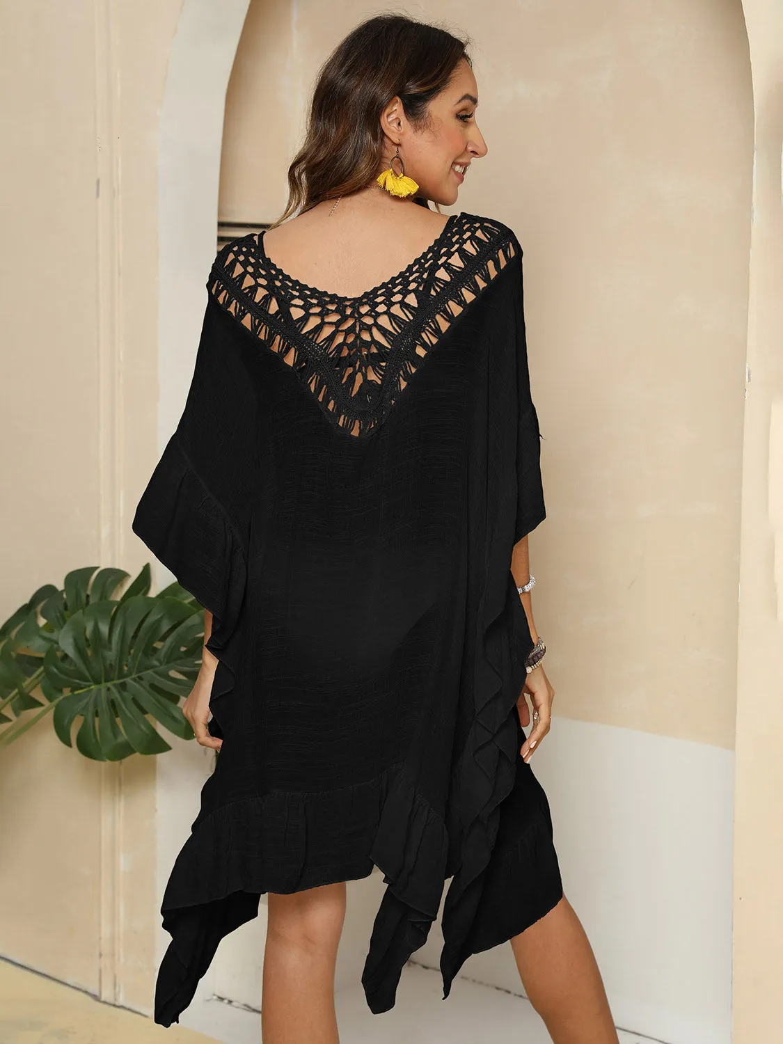 Hazel Blues® |  Cutout Ruffled Half Sleeve Cover-Up