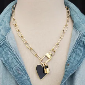 Heart and Lock Chain Necklace