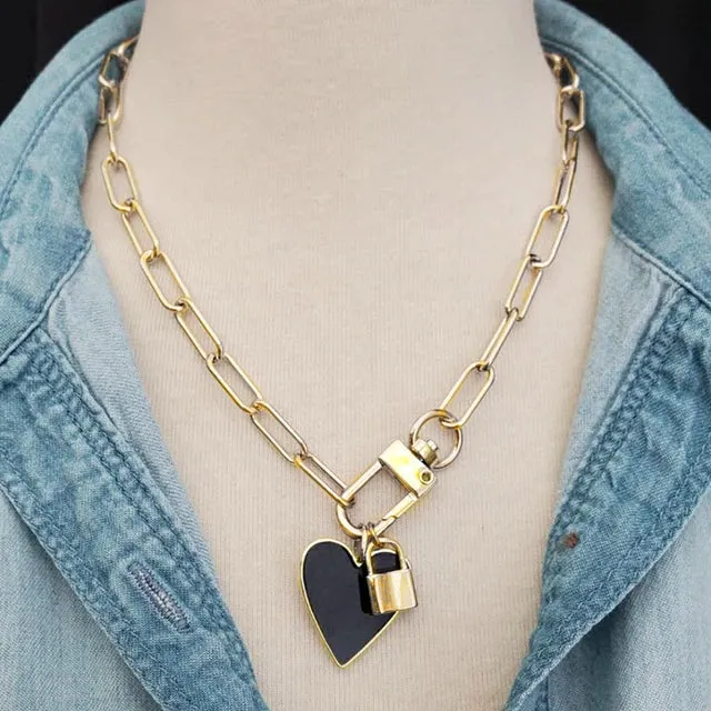 Heart and Lock Chain Necklace