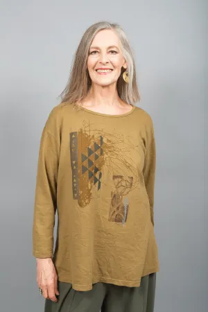 Hemp Cotton Top Dark Goldenrod Printed