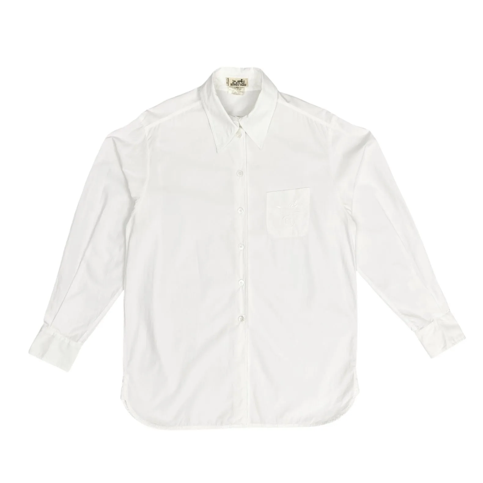 Hermes White Logo Button Down Top