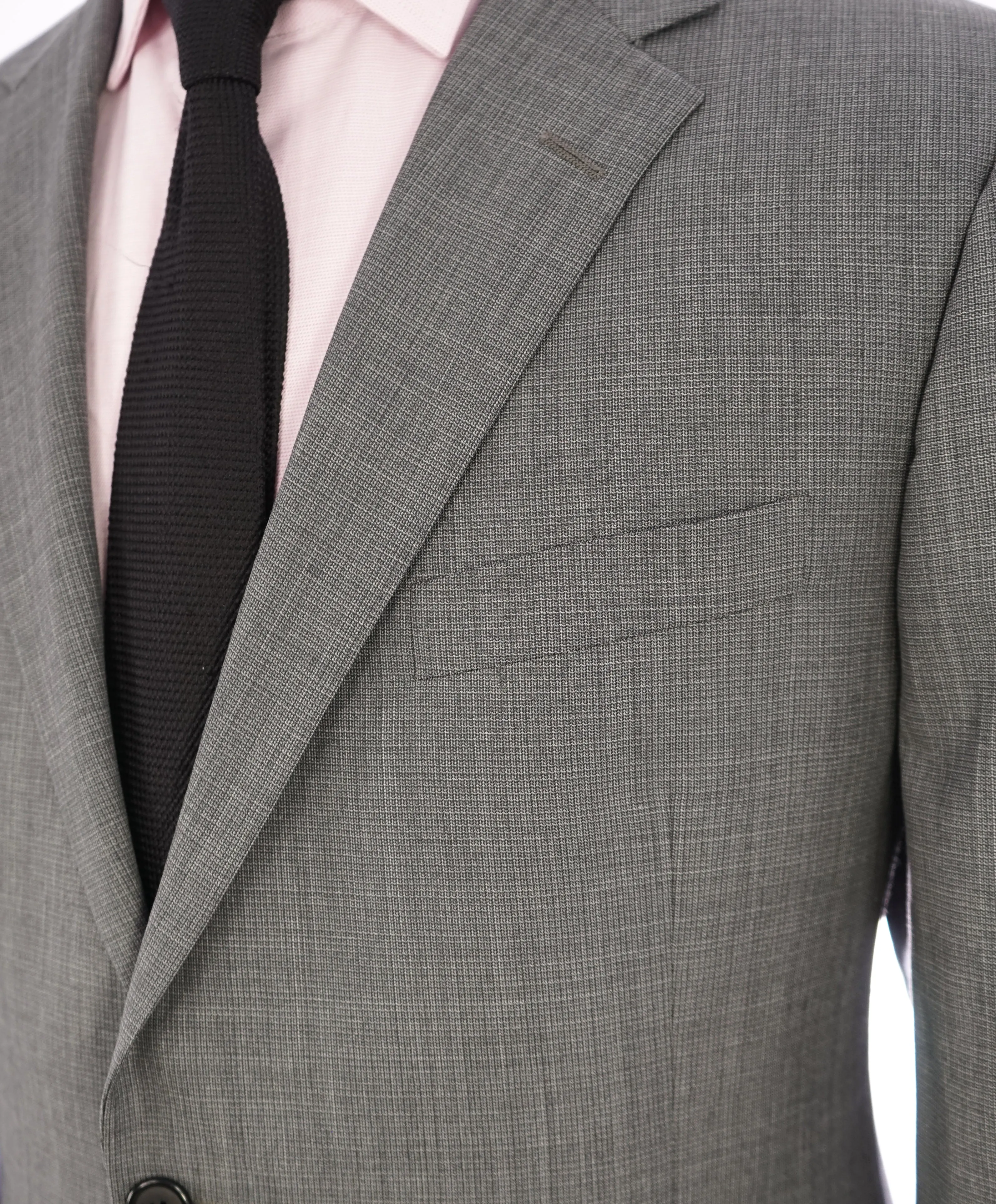 HICKEY FREEMAN - Gray Textured Check Plaid Notch Lapel Suit - 42R