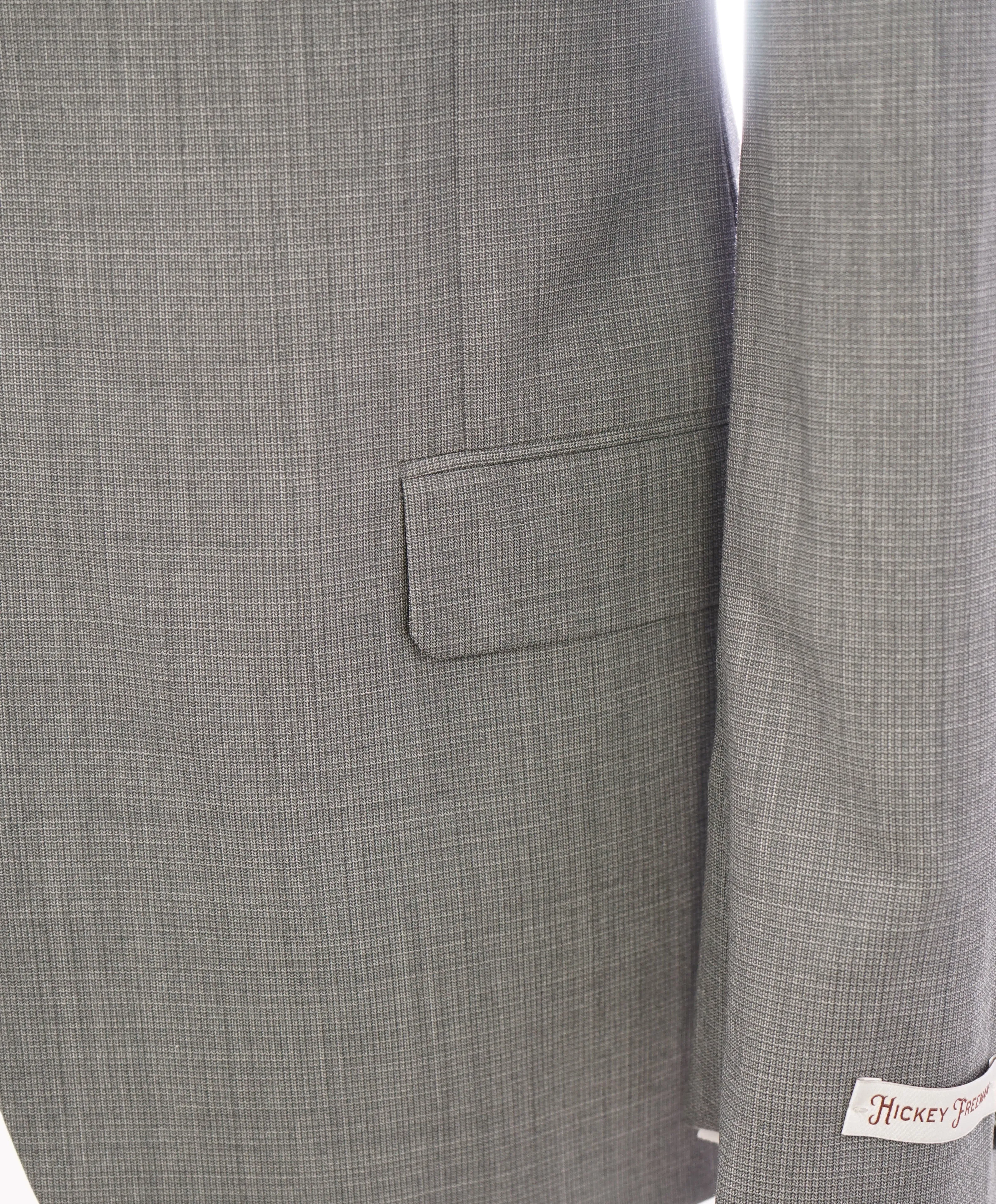 HICKEY FREEMAN - Gray Textured Check Plaid Notch Lapel Suit - 42R