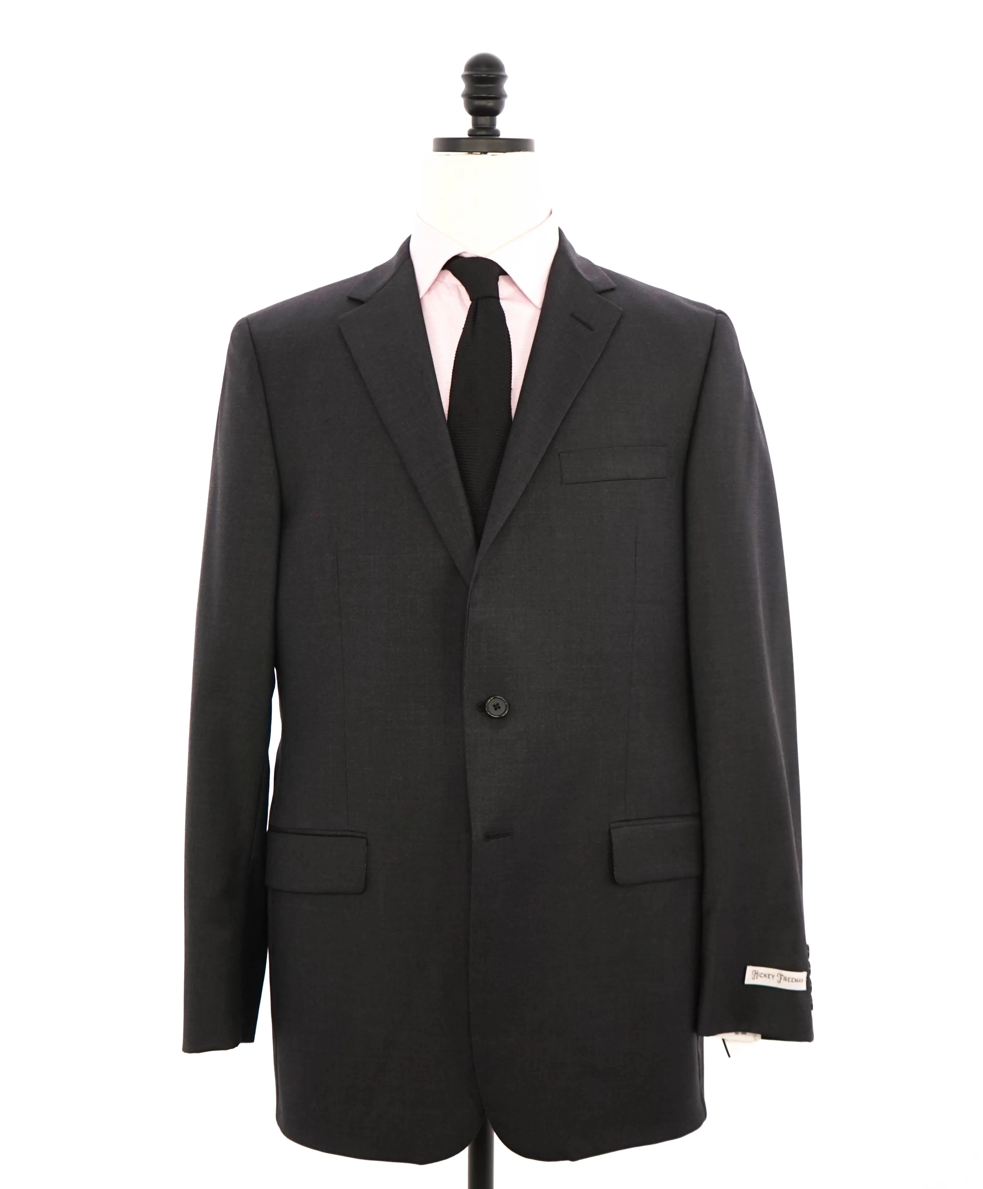 HICKEY FREEMAN - Solid Charcoal "Milburn ii" Notch Lapel Suit - 42L