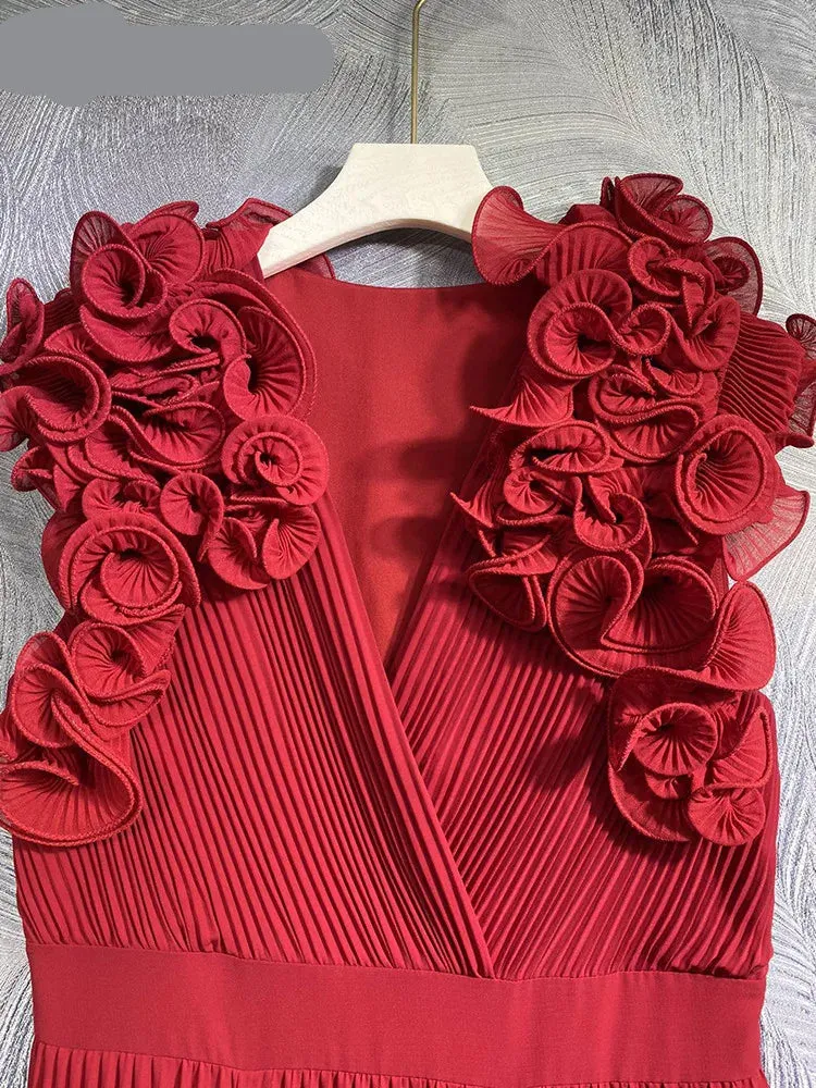 High Quality Runway V Neck Sexy Party Draped Sleeveless Dress