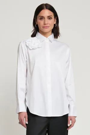 Hinson Wu Halsey Satin Cotton Shirt in Cloud