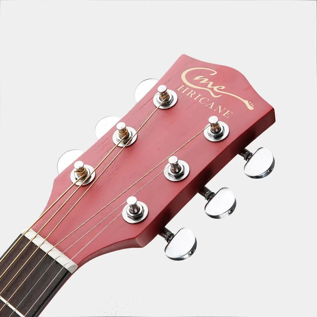 HRICANE GU-4 41 Inch Mahogany Spruce Top Red Cutaway Acoustic Guitar