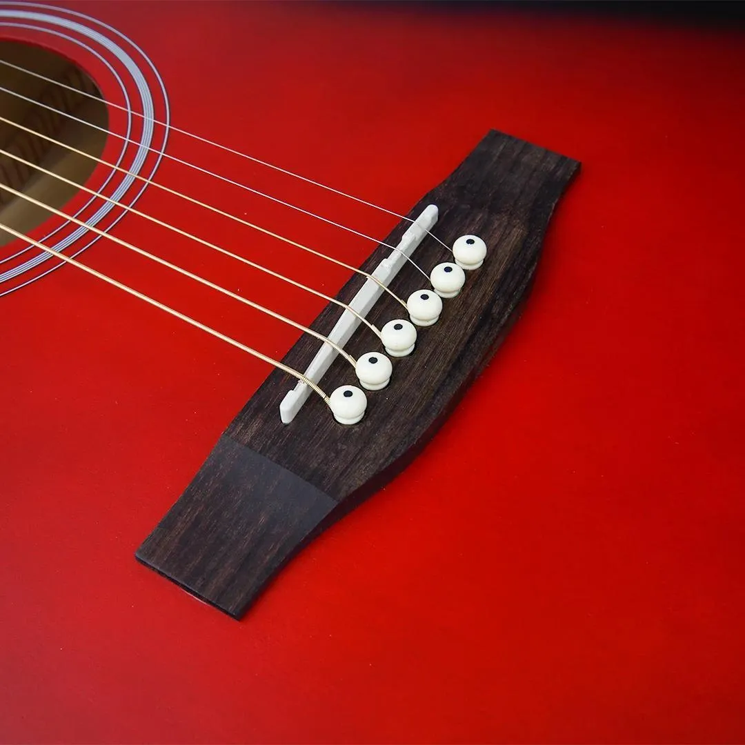 HRICANE GU-4 41 Inch Mahogany Spruce Top Red Cutaway Acoustic Guitar