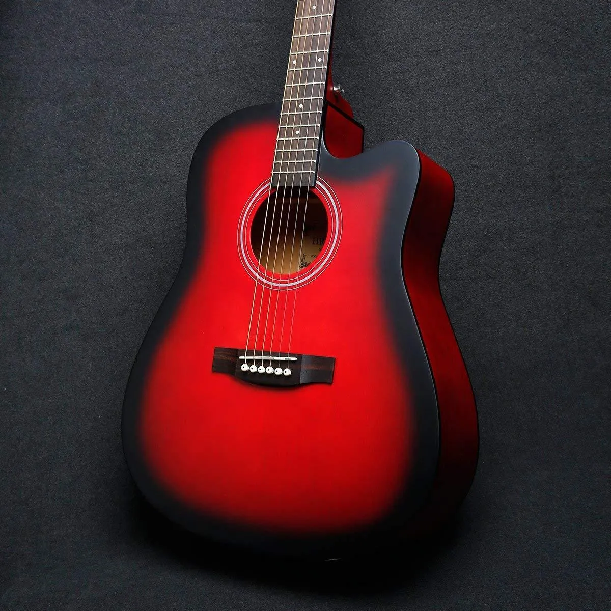 HRICANE GU-4 41 Inch Mahogany Spruce Top Red Cutaway Acoustic Guitar