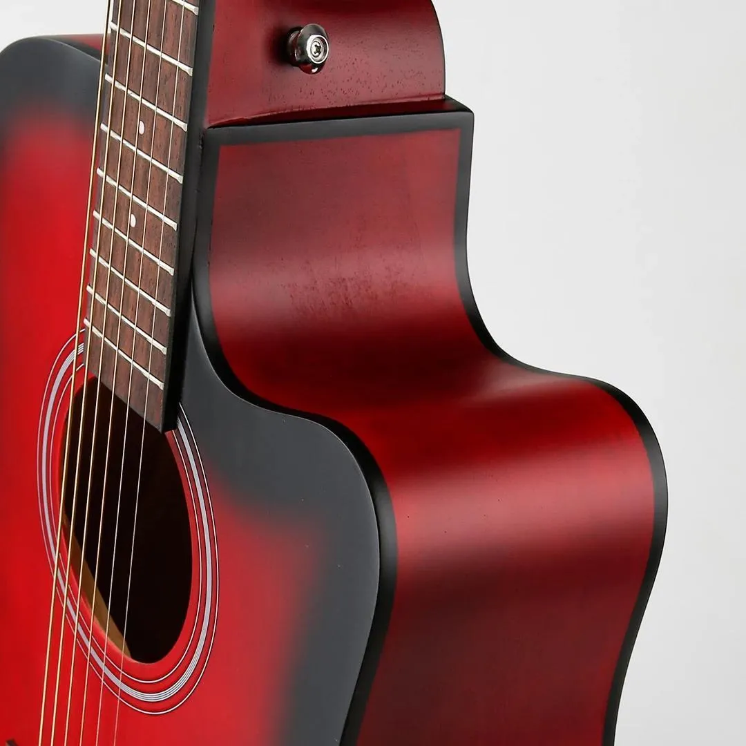 HRICANE GU-4 41 Inch Mahogany Spruce Top Red Cutaway Acoustic Guitar