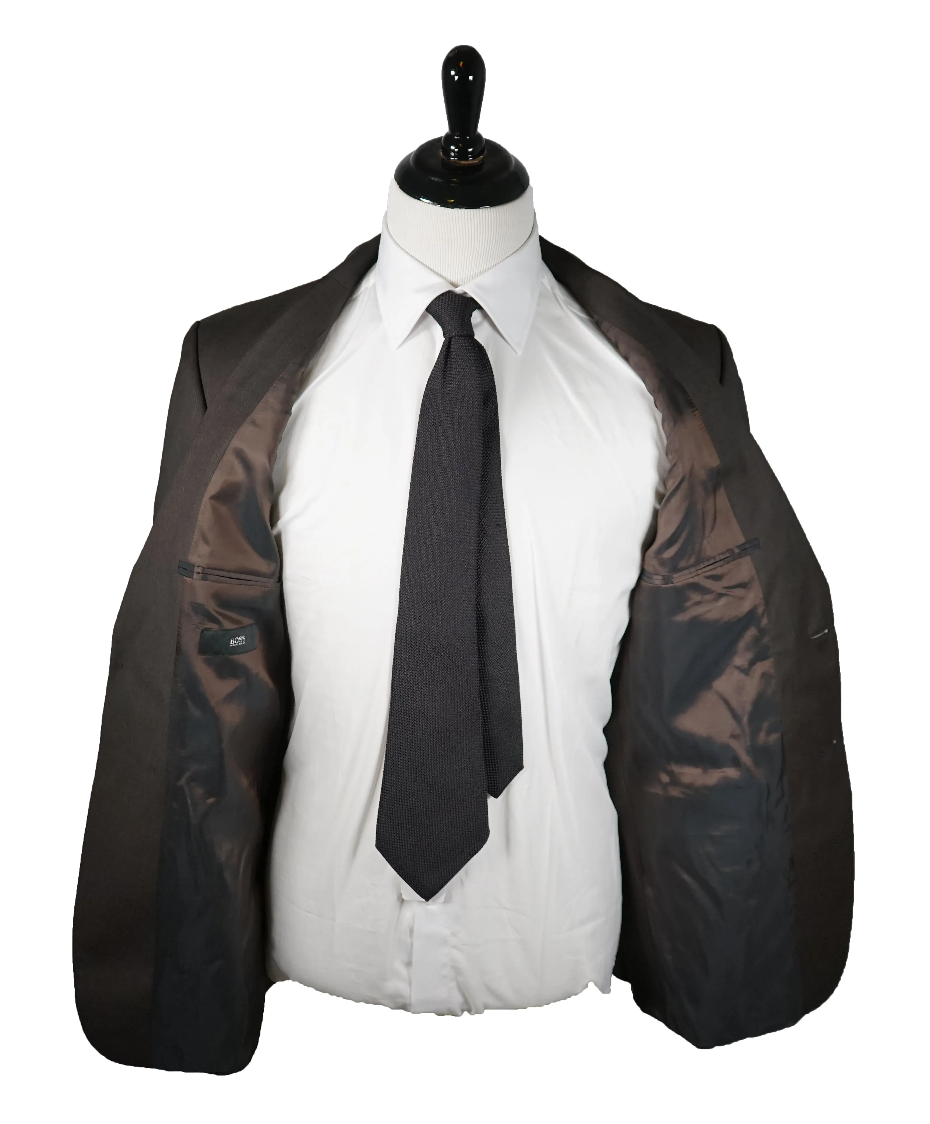 HUGO BOSS - Brown Micro Stripe Suit W Genuine Horn Buttons -  42R