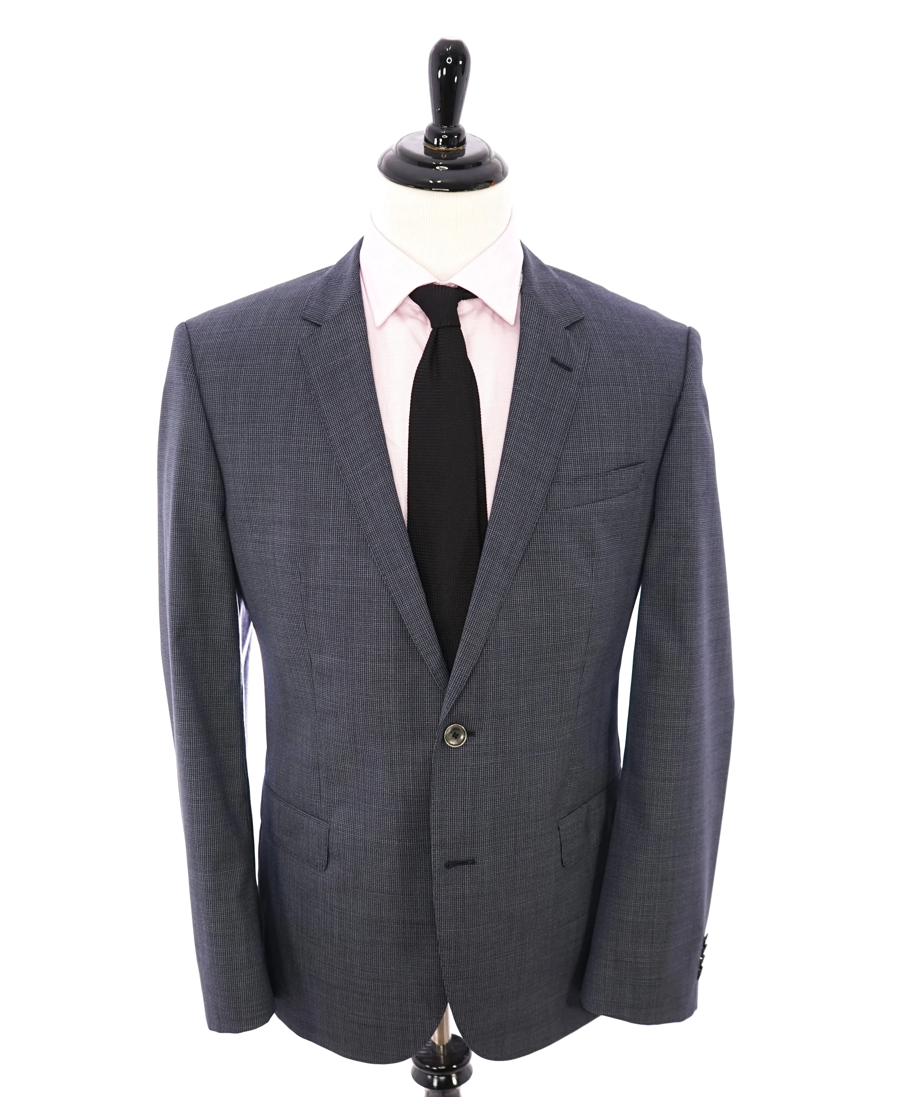 HUGO BOSS - "Guabello" Italian Fabric Blue MicroCheck Blazer Pearl Buttons - 44R