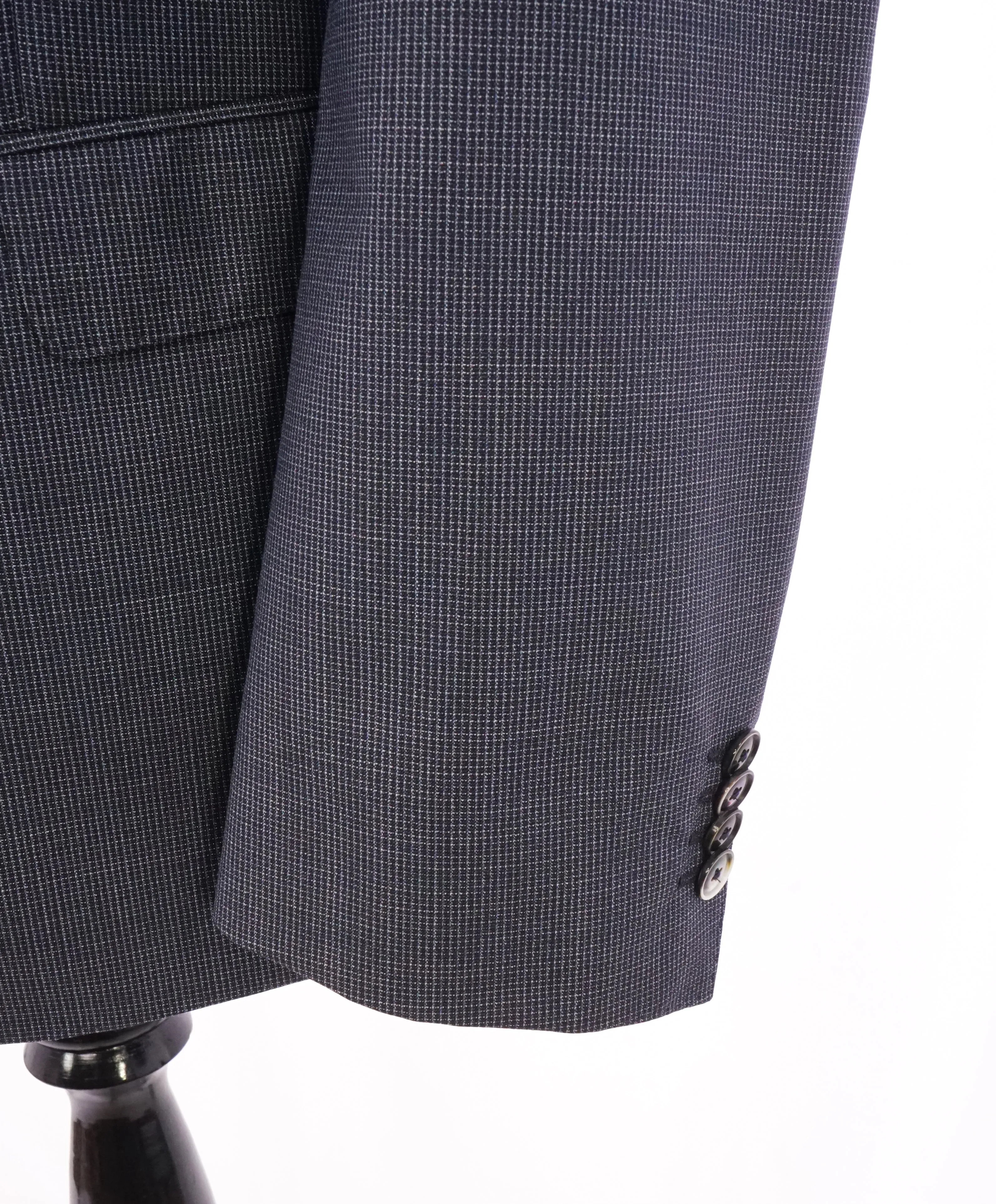 HUGO BOSS - "Guabello" Italian Fabric Blue MicroCheck Blazer Pearl Buttons - 44R