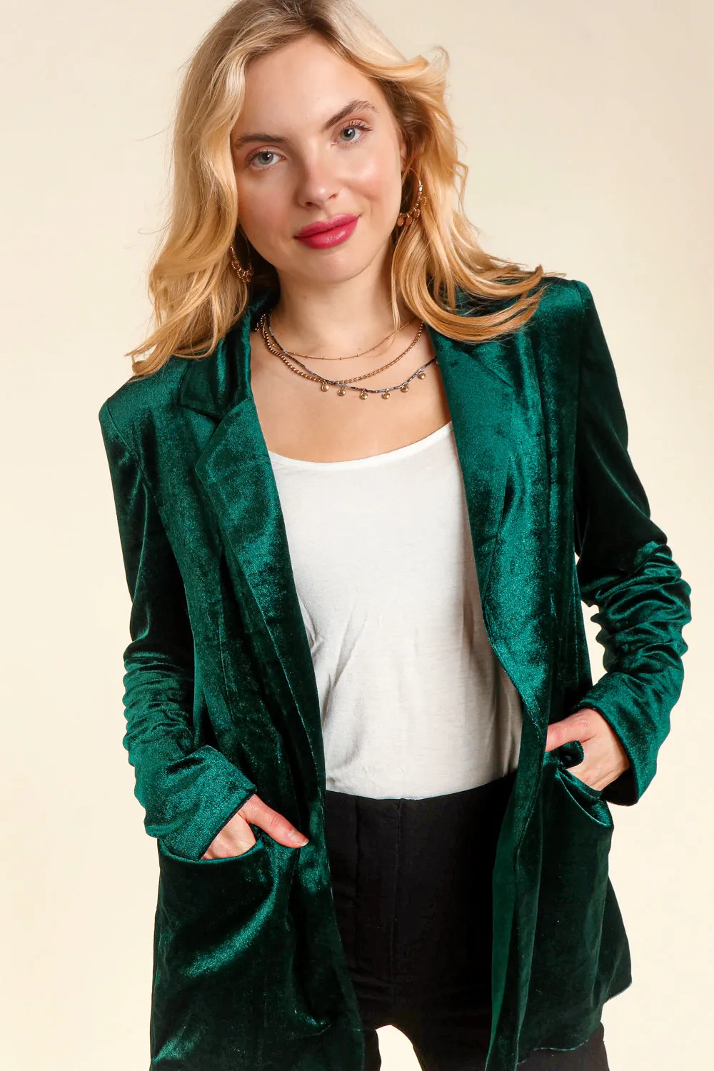 Hunter Green Velvet Blazer