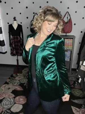 Hunter Green Velvet Blazer