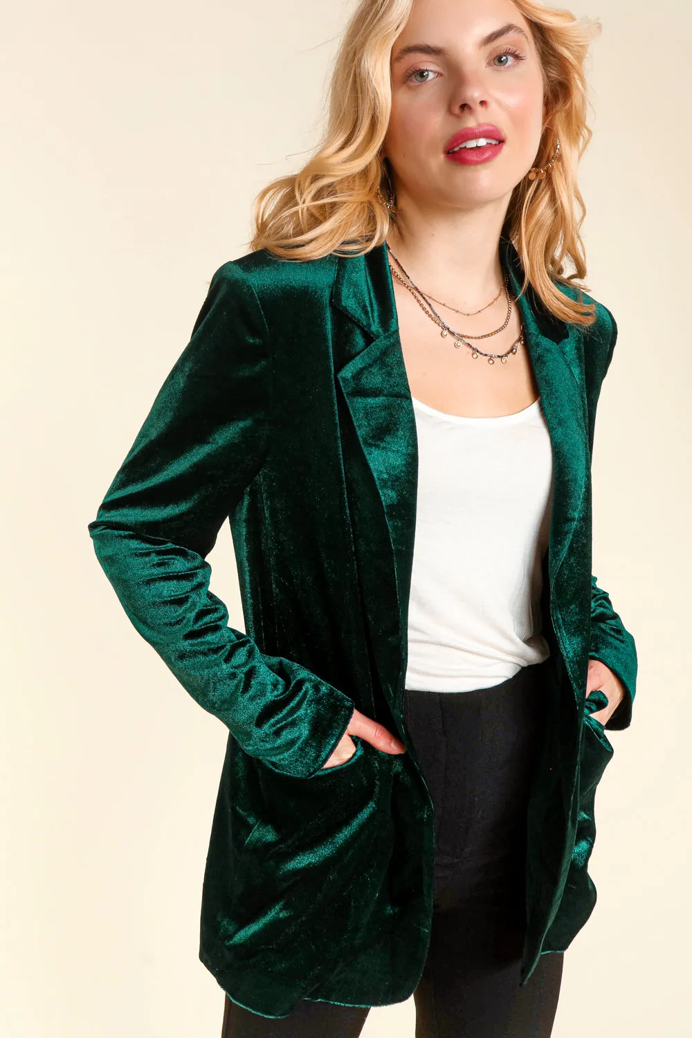 Hunter Green Velvet Blazer