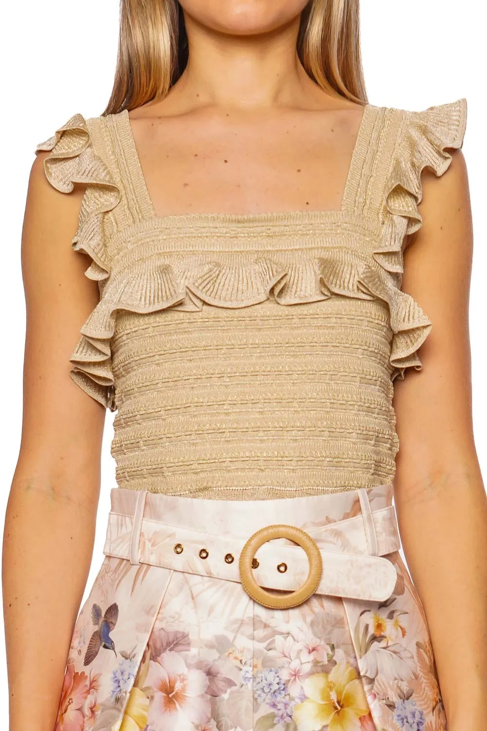 Illuminate Metallic Lace Frill Cami Top