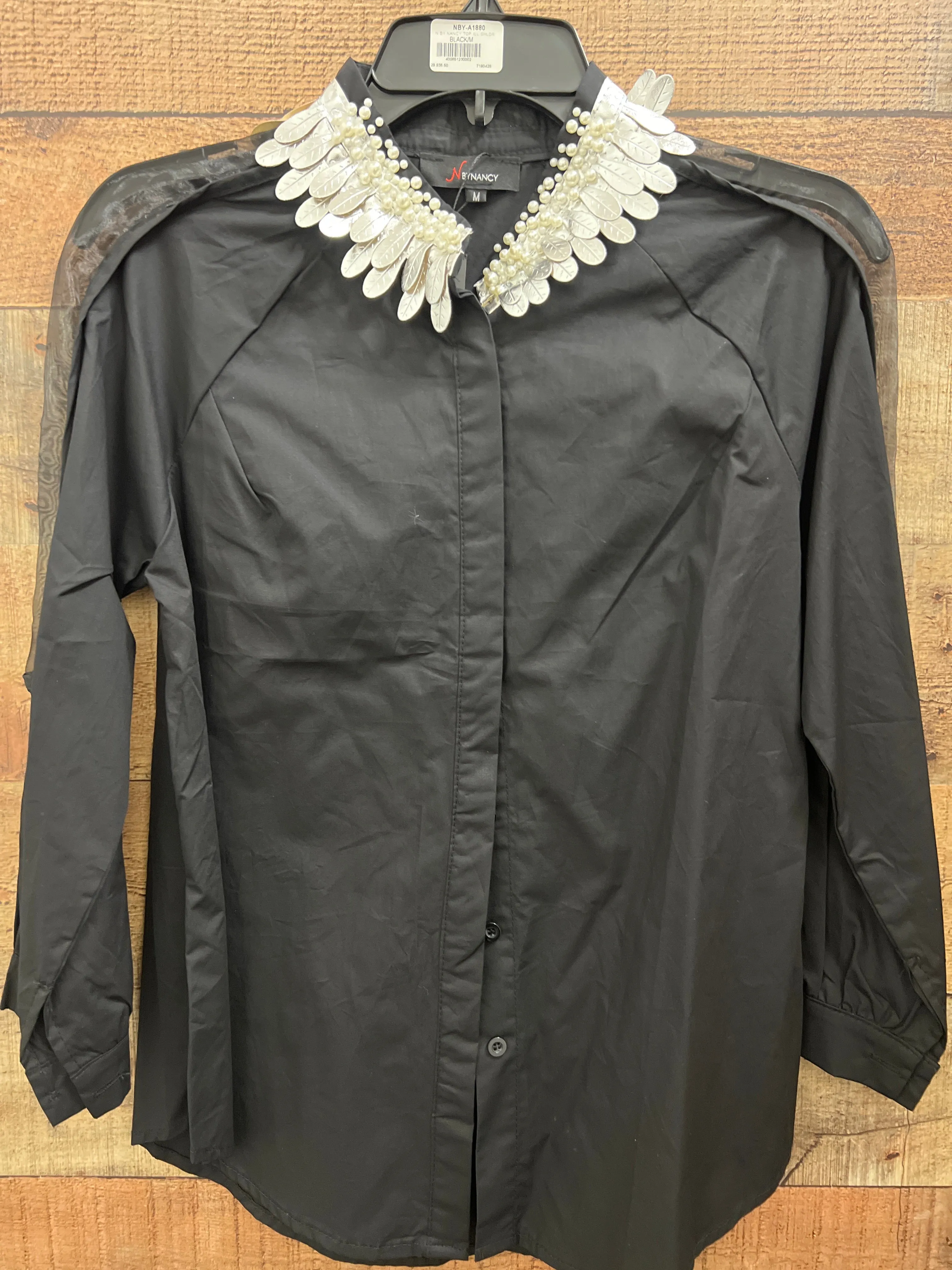 Illusion Pearl Collar Blouse