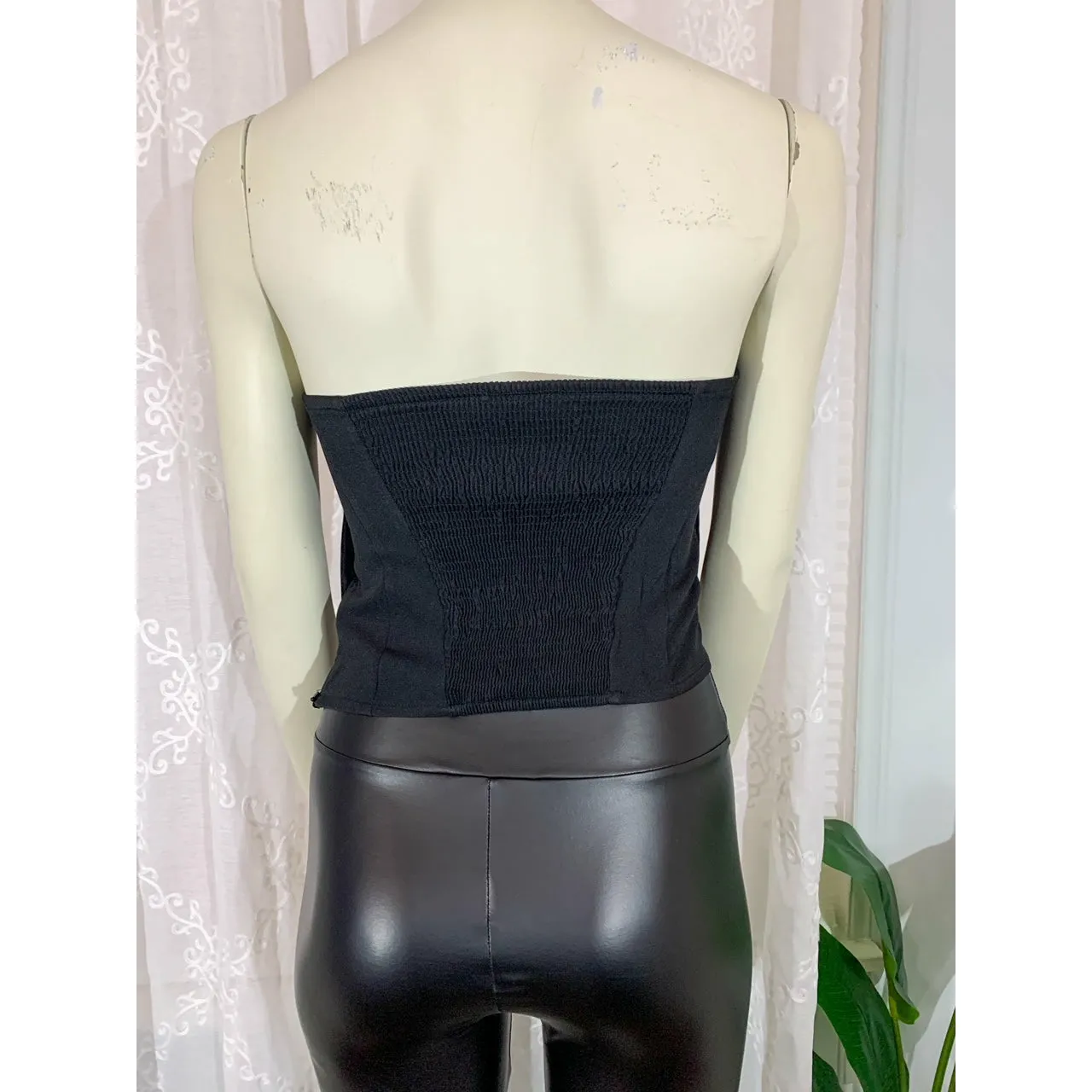 Impressions Ruffled Bandeau Top - Black
