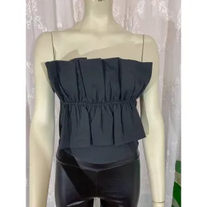 Impressions Ruffled Bandeau Top - Black