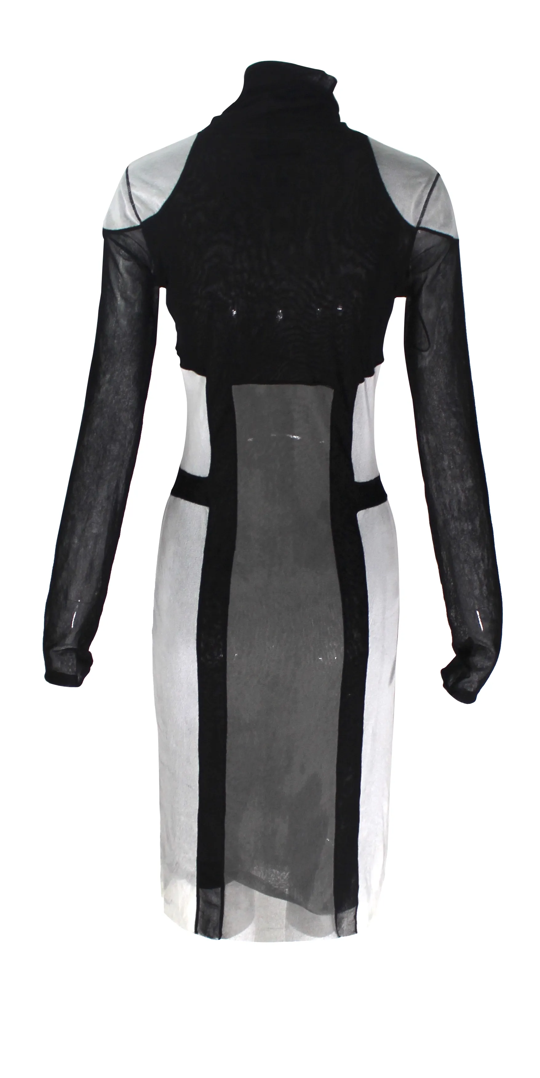 Jean Paul Gaultier Soleil Black and Grey Colorblock Mesh Dress, SS90 Reissue, Size L