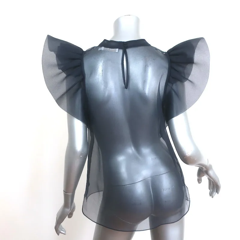 Jonathan Simkhai Corina Ruffled Organza Top Navy Size Small