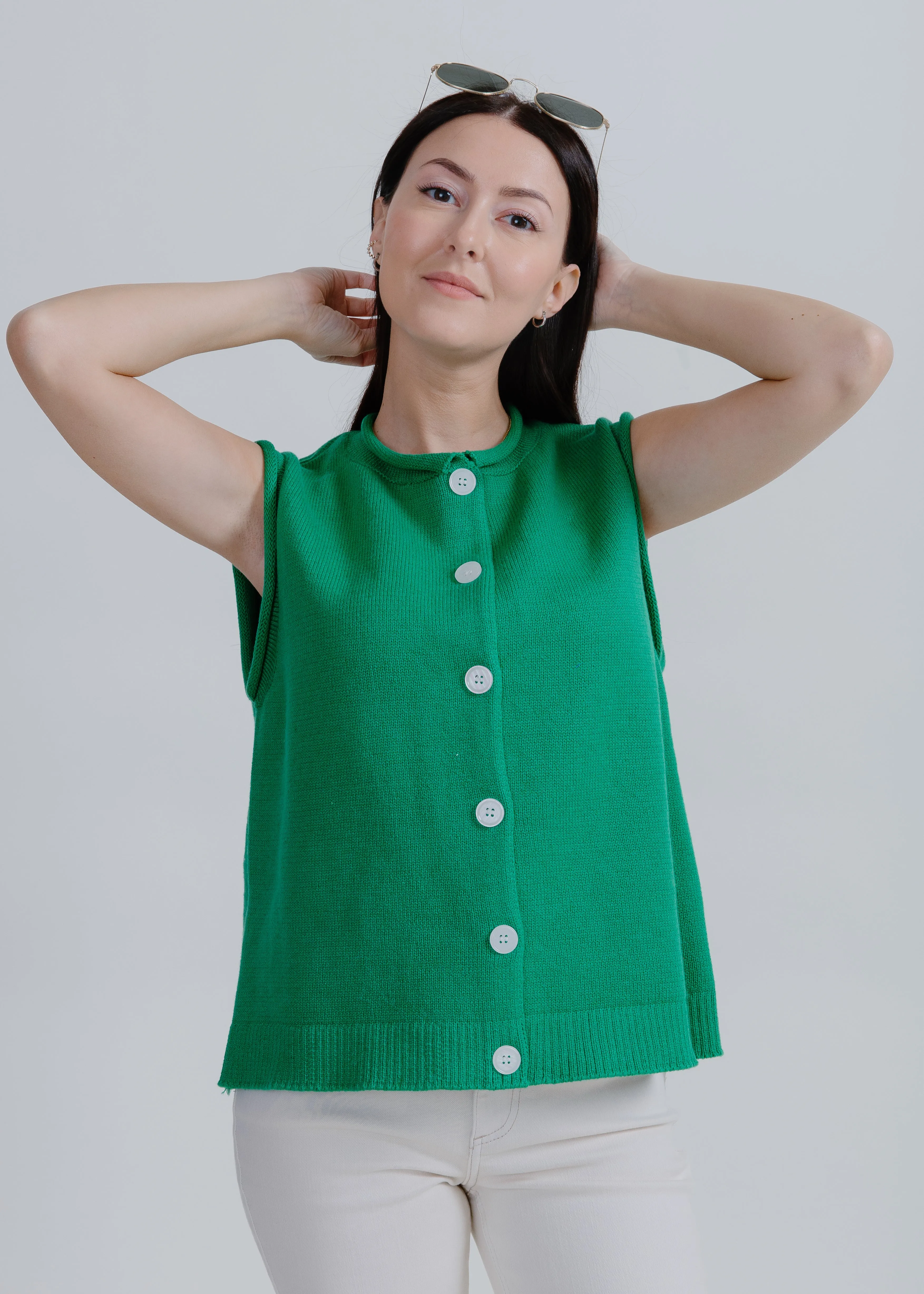 Kamryn Button Up Top - Green