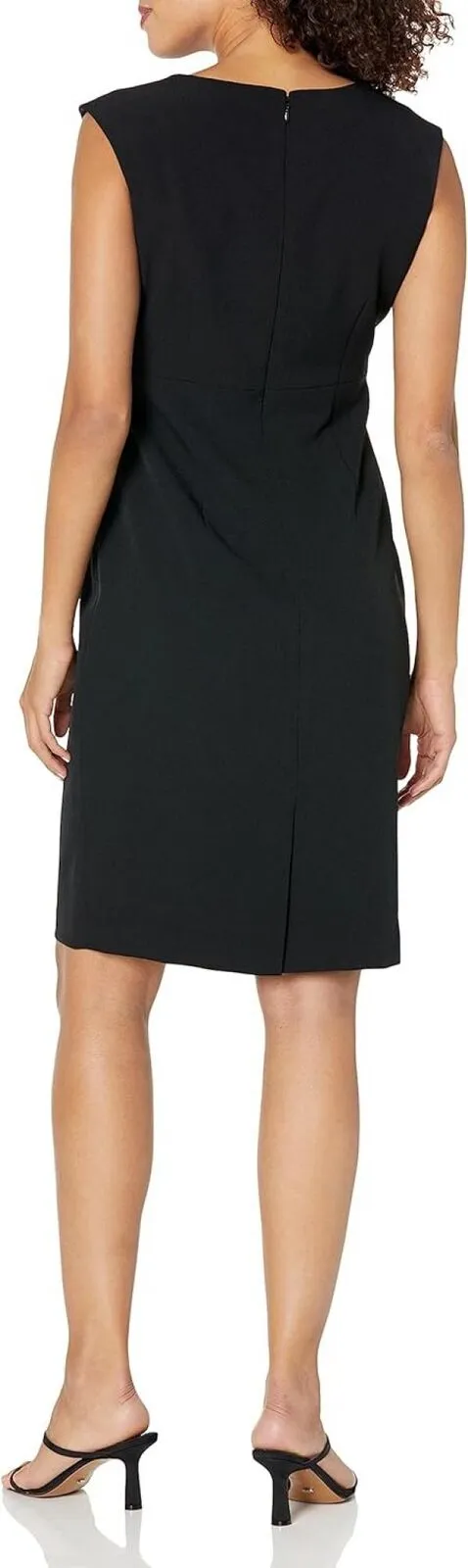 Kasper Womens Notched-Neck Sheath Dress 10814688 Black 14